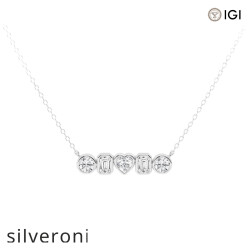 1 Carat Heart Shape VS1 Lab Grown Diamond Five Stone Pendant in Platinum - Silveroni