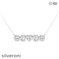 1 Carat Heart Shape VS1 Lab Grown Diamond Five Stone Pendant in Platinum - 2