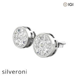 1-Carat Look Round Diamond Bezel Illusion Stud Earrings in 18K Gold - Silveroni