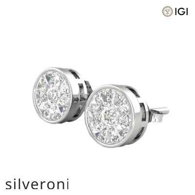 1-Carat Look Round Diamond Bezel Illusion Stud Earrings in 18K Gold - 1