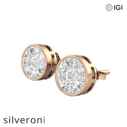1-Carat Look Round Diamond Bezel Illusion Stud Earrings in 18K Gold - 3