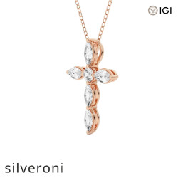 1 Carat Marquise and Round Lab Grown Diamond Cross Pendant in 14K Rose Gold - 2