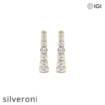 1 Carat Round Lab Grown Diamond Huggie Hoop Earrings 14K Yellow Gold - 1