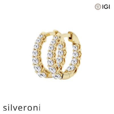 1 Carat Round Lab Grown Diamond Huggie Hoop Earrings 14K Yellow Gold - 2