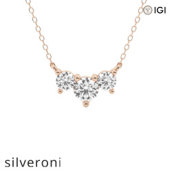 1 Carat Round VS1 Lab Grown Diamond Three-Stone Pendant in 14K Rose Gold - Silveroni