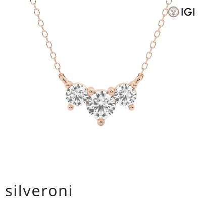 1 Carat Round VS1 Lab Grown Diamond Three-Stone Pendant in 14K Rose Gold - 1