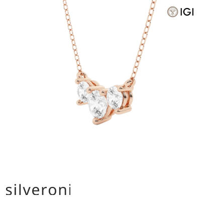 1 Carat Round VS1 Lab Grown Diamond Three-Stone Pendant in 14K Rose Gold - 2