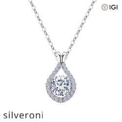 1.0 Carat Marquise Lab Grown Diamond Necklace in 18K White Gold - Silveroni