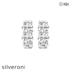 10 Carat Round Lab Grown Diamond Huggie Hoop Earrings in Platinum - 1