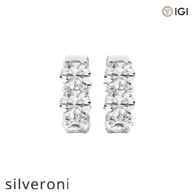 10 Carat Round Lab Grown Diamond Huggie Hoop Earrings in Platinum - 1
