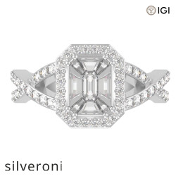1.00 Carat Emerald Cut Diamond Halo Ring in 18kt Gold - 2