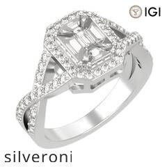 1.00 Carat Emerald Cut Diamond Halo Ring in 18kt Gold - 3