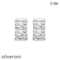 1.00 Carat Emerald Cut Lab Grown Diamond Hoop Earrings in Platinum - Silveroni