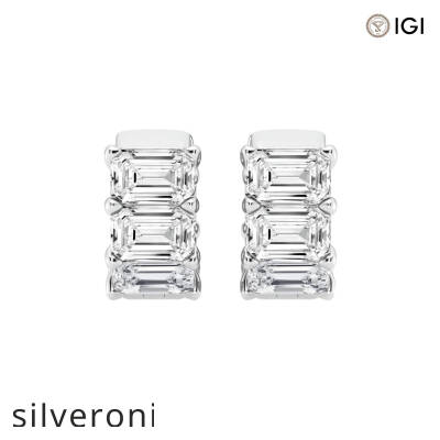 1.00 Carat Emerald Cut Lab Grown Diamond Hoop Earrings in Platinum - 1