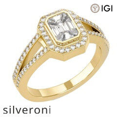1.00 Carat Emerald Cut VS Clarity Diamond Halo Ring in 18kt Gold - 3