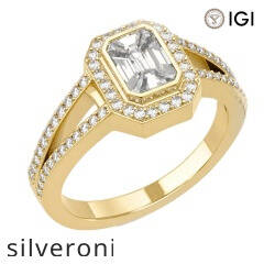 1.00 Carat Emerald Cut VS Clarity Diamond Halo Ring in 18kt Gold - 3