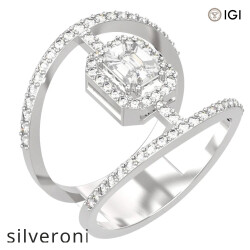 1.00 Carat Emerald Cut VS Clarity Diamond Halo Ring in 18kt Gold - Silveroni