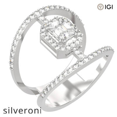 1.00 Carat Emerald Cut VS Clarity Diamond Halo Ring in 18kt Gold - 1