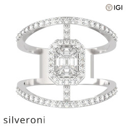 1.00 Carat Emerald Cut VS Clarity Diamond Halo Ring in 18kt Gold - 2