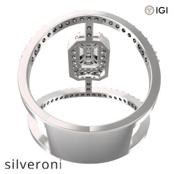 1.00 Carat Emerald Cut VS Clarity Diamond Halo Ring in 18kt Gold - 3