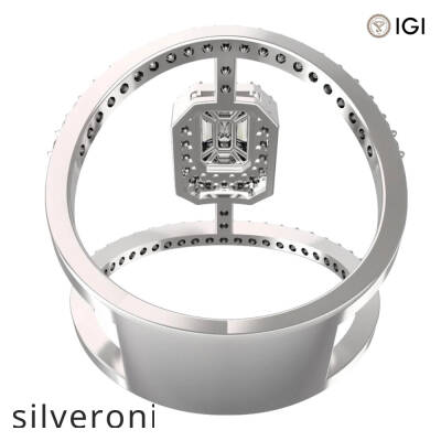 1.00 Carat Emerald Cut VS Clarity Diamond Halo Ring in 18kt Gold - 3