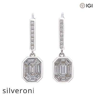 1.00 Carat Lab Grown Diamond Drop Earrings in 18kt White Gold - 1