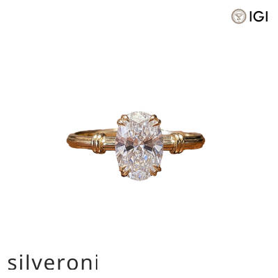 1.00 Carat Oval Lab Grown Diamond Ring in 18K Gold - 1
