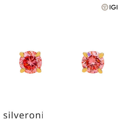 1.00 Carat Radiant Lab Grown Diamond Stud Earrings in 14KT Yellow Gold - 1