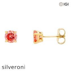 1.00 Carat Radiant Lab Grown Diamond Stud Earrings in 14KT Yellow Gold - 2