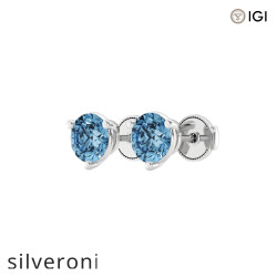 1.00 Carat Round Lab Grown Blue Diamond Stud Earrings - 2