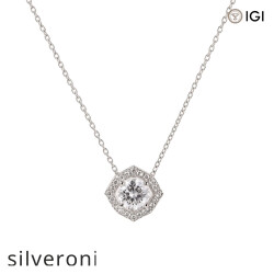 1.00 Carat Round Lab Grown Diamond Necklace in 14K White Gold - Silveroni