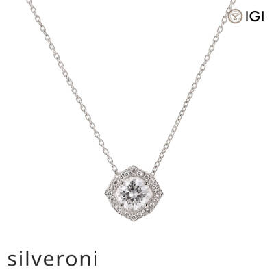1.00 Carat Round Lab Grown Diamond Necklace in 14K White Gold - 1