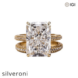 10.00 Carat Radiant Cut Lab Grown Diamond Ring in 18K Yellow Gold - Silveroni
