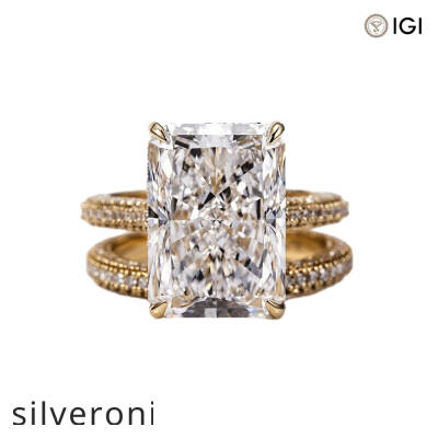 10.00 Carat Radiant Cut Lab Grown Diamond Ring in 18K Yellow Gold - 1