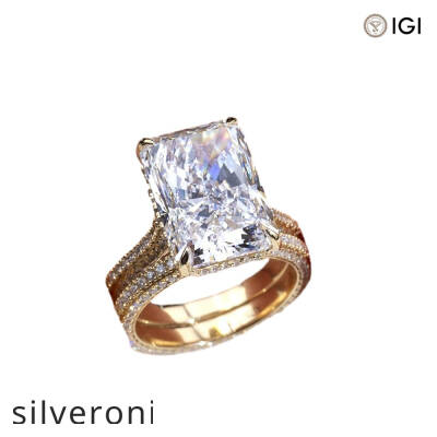 10.00 Carat Radiant Cut Lab Grown Diamond Ring in 18K Yellow Gold - 4