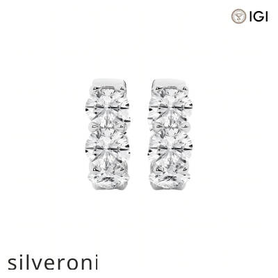 10.00 Carat Round Lab Grown Diamond Huggie Hoop Earrings Platinum - 1