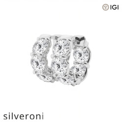 10.00 Carat Round Lab Grown Diamond Huggie Hoop Earrings Platinum - 2