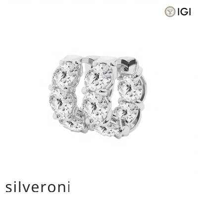 10.00 Carat Round Lab Grown Diamond Huggie Hoop Earrings Platinum - 2