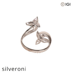 1.04 Carat Pear and Round Lab Grown Diamond Bypass Ring in 14K White Gold - 4