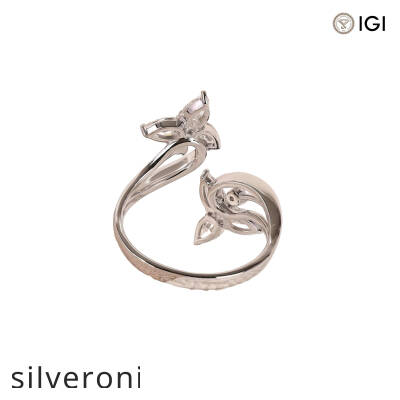 1.04 Carat Pear and Round Lab Grown Diamond Bypass Ring in 14K White Gold - 4
