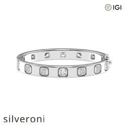 10.75 Carat Asscher Lab Grown Diamond Bangle Bracelet 14K White Gold - Silveroni