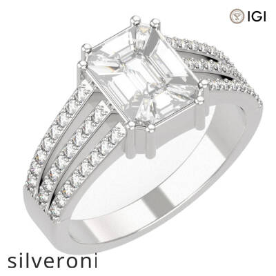 1.10 Carat Emerald Cut Natural Diamond Ring in 18kt Gold - 1