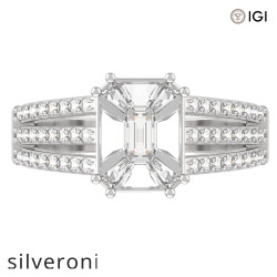 1.10 Carat Emerald Cut Natural Diamond Ring in 18kt Gold - 2