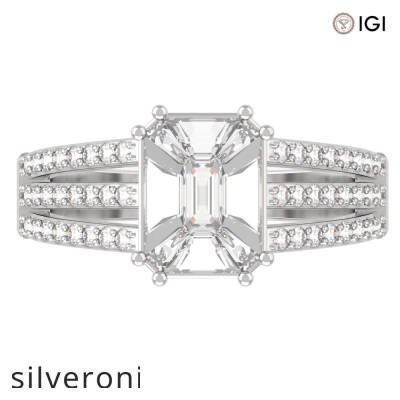 1.10 Carat Emerald Cut Natural Diamond Ring in 18kt Gold - 2