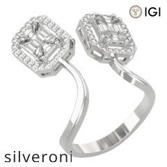 1.10 Carat Emerald Cut Natural Diamond Toi et Moi Bypass Ring in 18kt Gold - 3