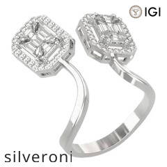 1.10 Carat Emerald Cut Natural Diamond Toi et Moi Bypass Ring in 18kt Gold - 3