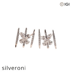 1.10 Carat Marquise, Pear, and Round Lab Grown Diamond Floral Ear Climbers in 14K White Gold - Silveroni
