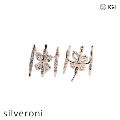 1.10 Carat Marquise, Pear, and Round Lab Grown Diamond Floral Ear Climbers in 14K White Gold - 4