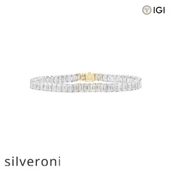 11.16 Carat Emerald Cut Diamond Line Bracelet - Silveroni