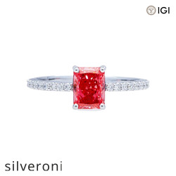 1.19 Carat Radiant Cut Lab Grown Diamond Ring in 14KT White Gold - Silveroni